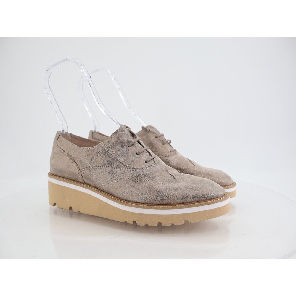 Donald Pliner Tandi Women's Flat Shoes Women 9.5 Leather Leopard Wedge Lace Up